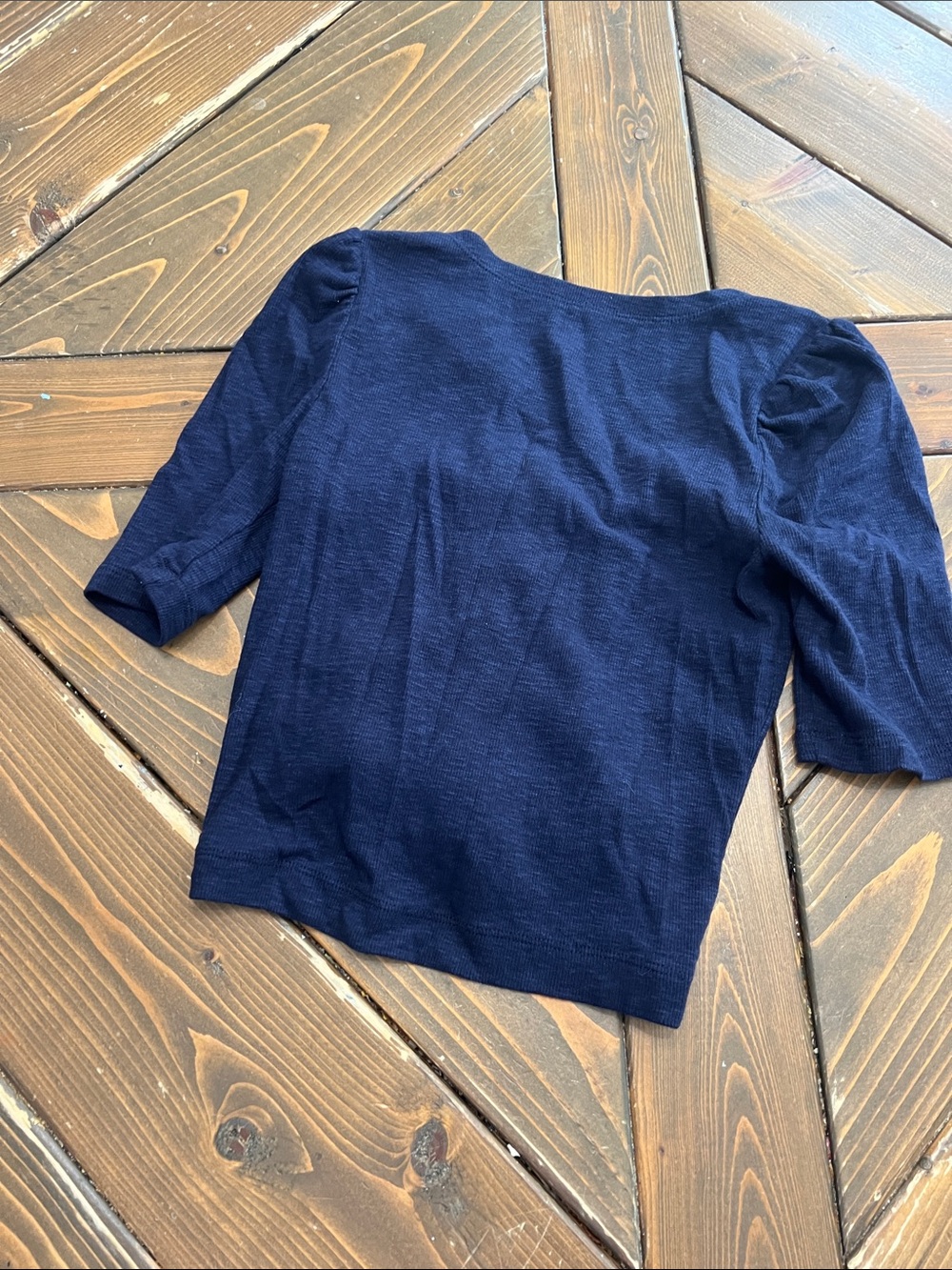 GAP Navy Drawstring Ruched V-Neck Top - Picture 4 of 4
